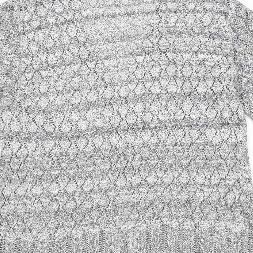 CHIC Womens Grey V-Neck Acrylic Cardigan Jumper Size XL