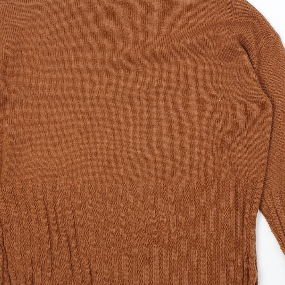 Marks and Spencer Womens Orange High Neck Acrylic Pullover Jumper Size S