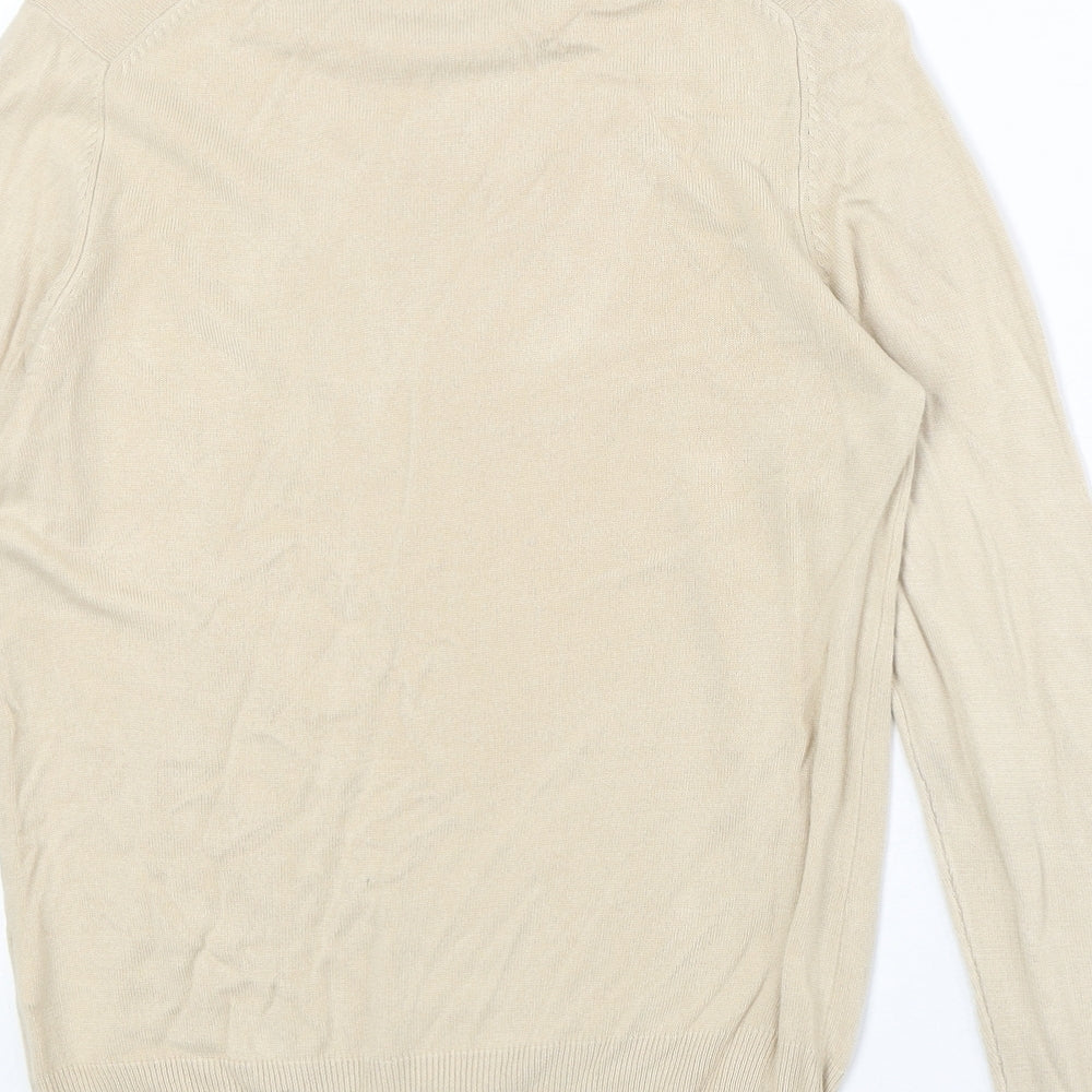 Marks and Spencer Womens Beige Round Neck Acrylic Pullover Jumper Size 10