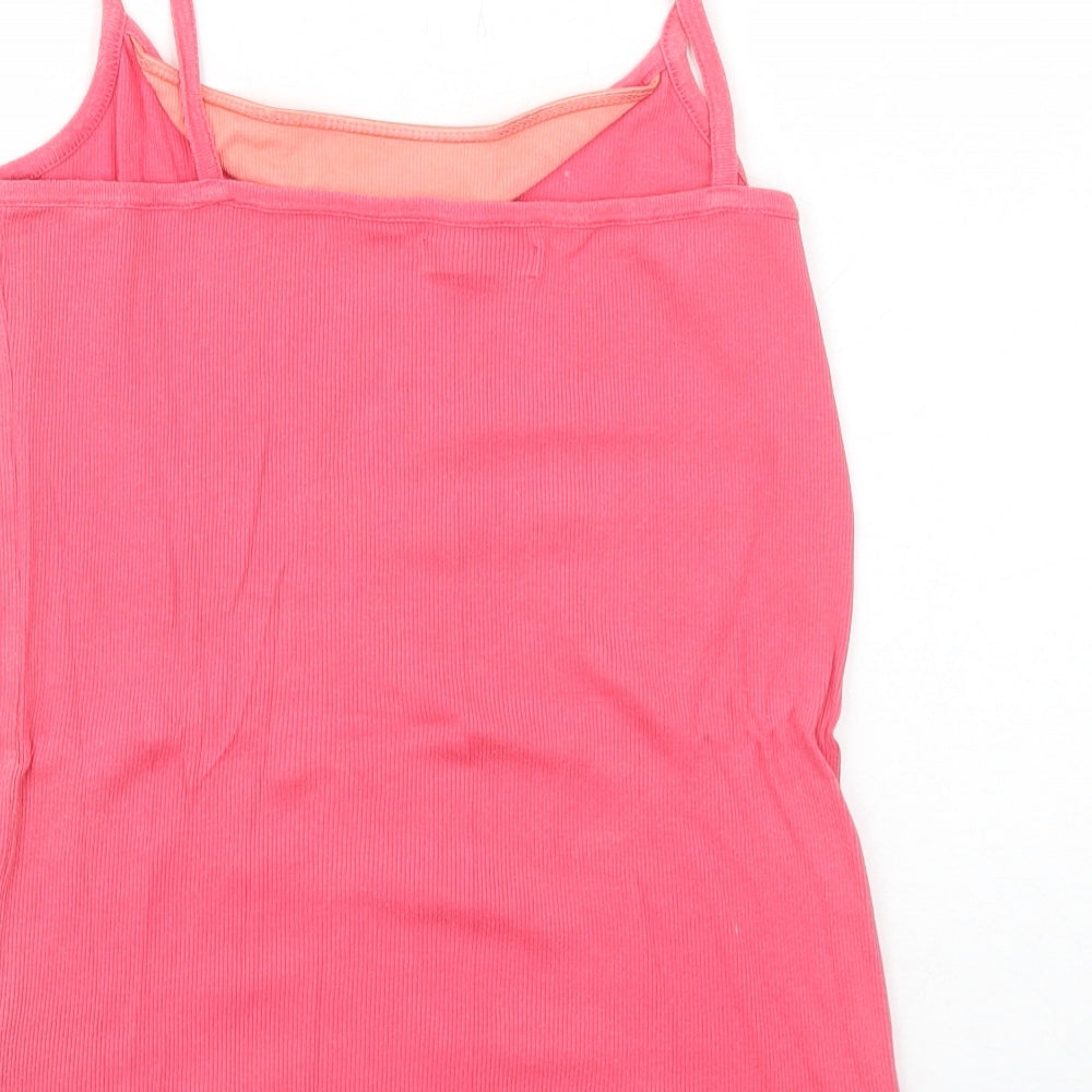 Marks and Spencer Womens Pink Cotton Basic Tank Size 16 Round Neck