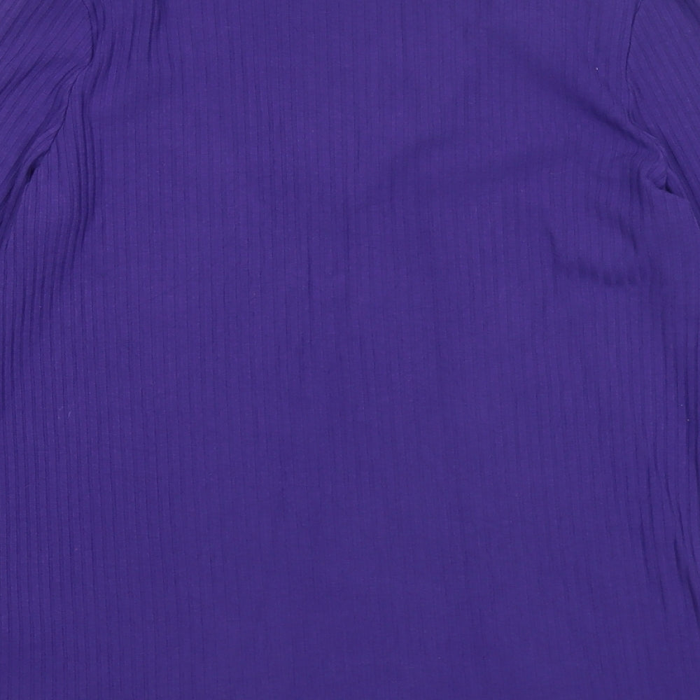 Marks and Spencer Womens Purple V-Neck Polyester Pullover Jumper Size 14