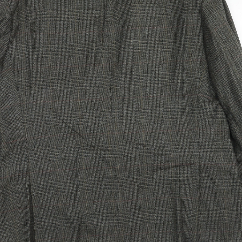 Marks and Spencer Mens Grey Plaid Wool Jacket Suit Jacket Size 42 Regular