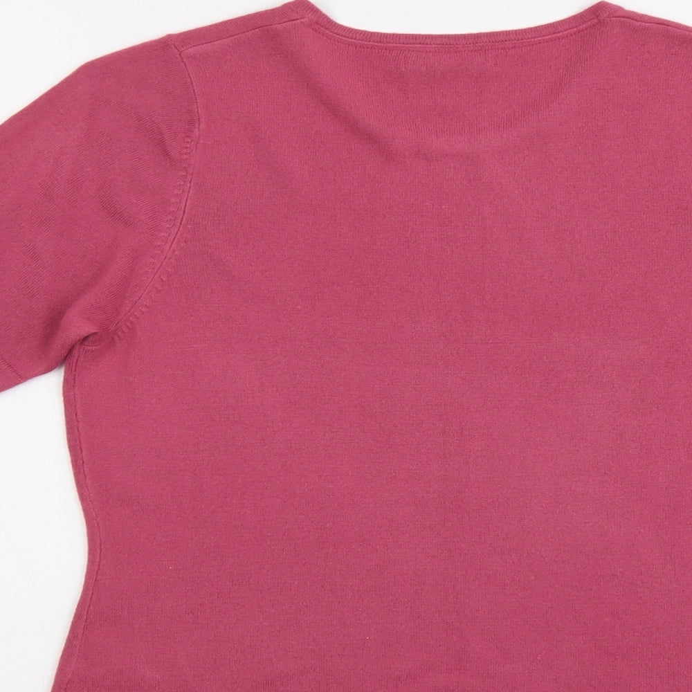 Marks and Spencer Womens Pink Round Neck Acrylic Pullover Jumper Size 12