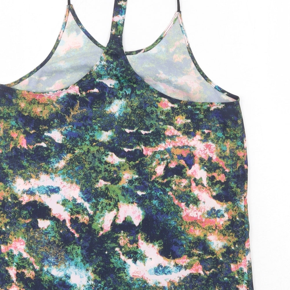 H&M Womens Multicoloured Geometric Polyester Basic Tank Size 6 Round Neck