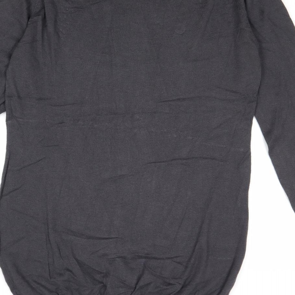 Marks and Spencer Womens Grey Boat Neck Cotton Tunic Jumper Size 12