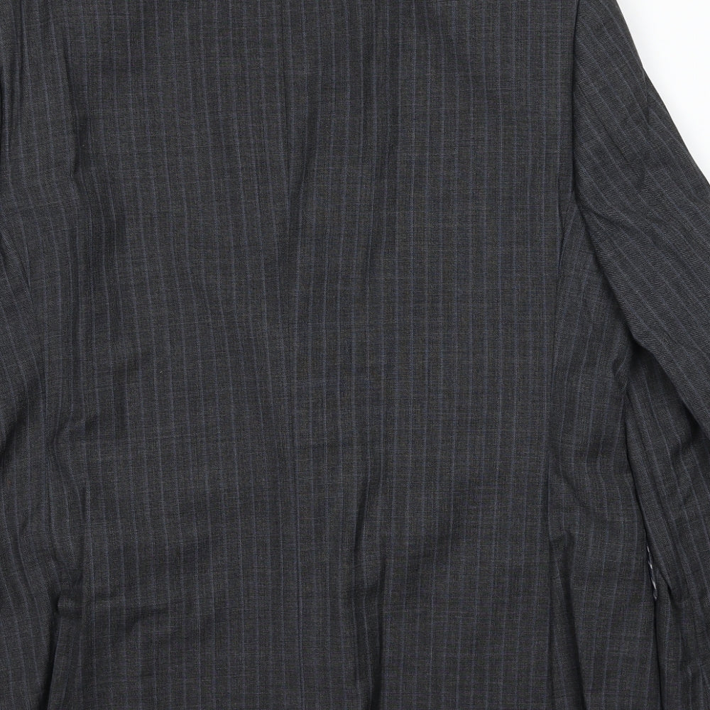 Marks and Spencer Mens Grey Striped Wool Jacket Suit Jacket Size 42 Regular