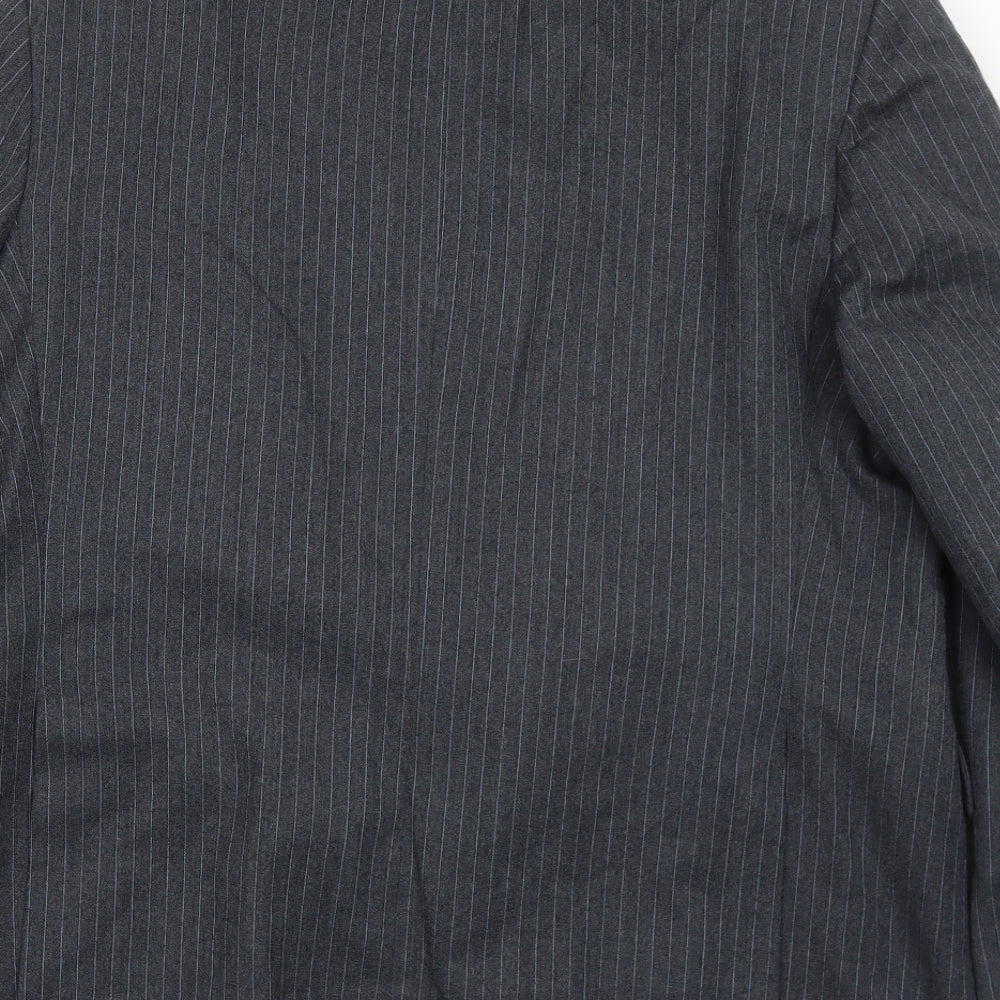 Hodges Mens Grey Striped Wool Jacket Suit Jacket Size 44 Regular