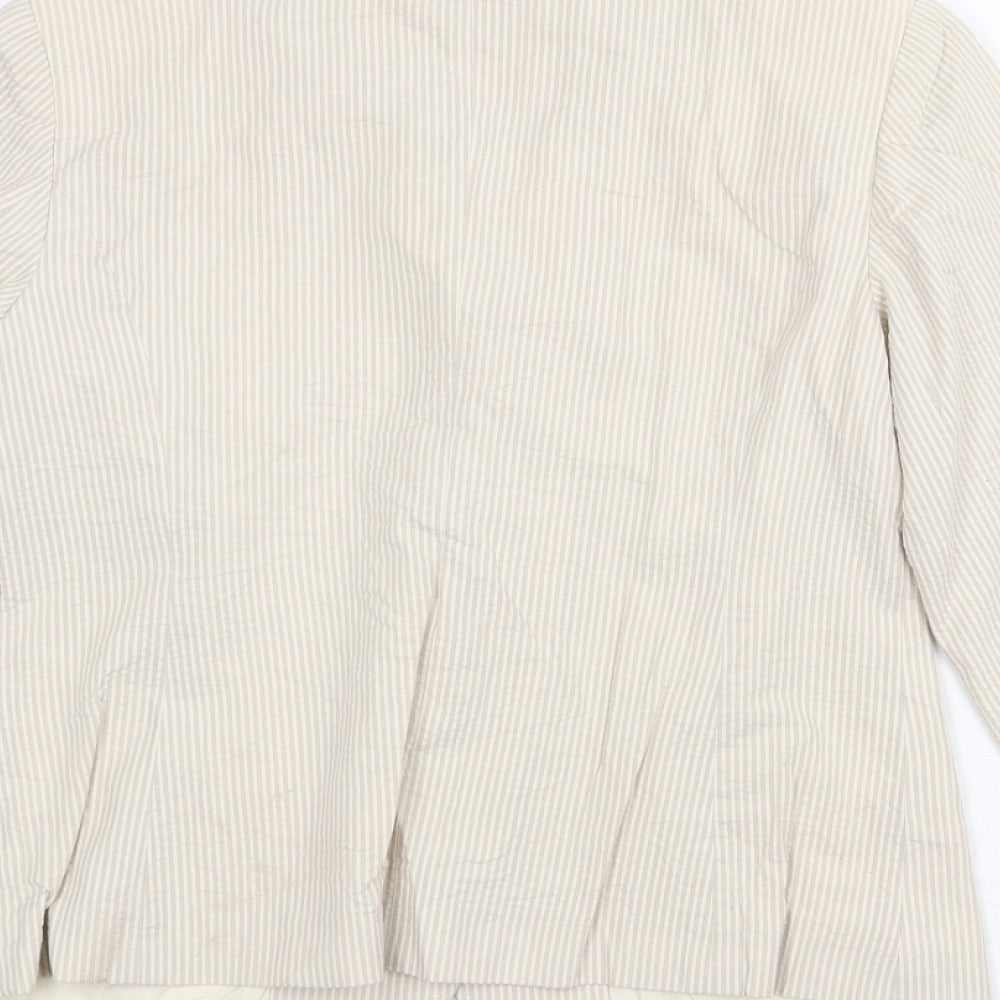 Marks and Spencer Womens Beige Striped Jacket Blazer Size 10 Button