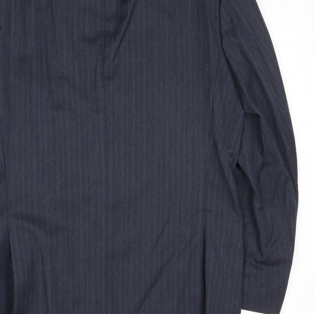 Marks and Spencer Mens Blue Striped Polyester Jacket Suit Jacket Size 40 Regular