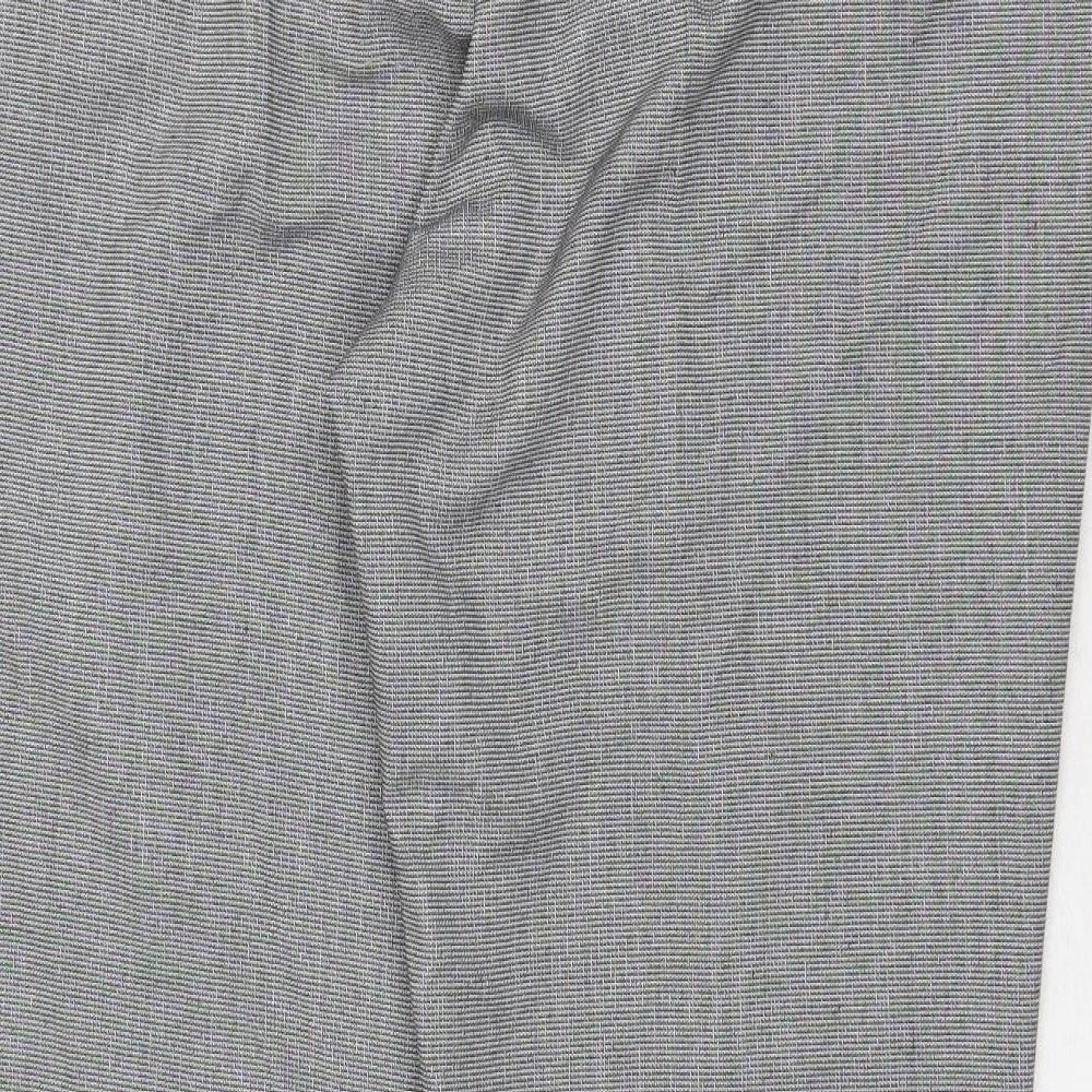 Marks and Spencer Womens Grey Polyester Trousers Size 18 Regular Zip - Tie Belt Detail