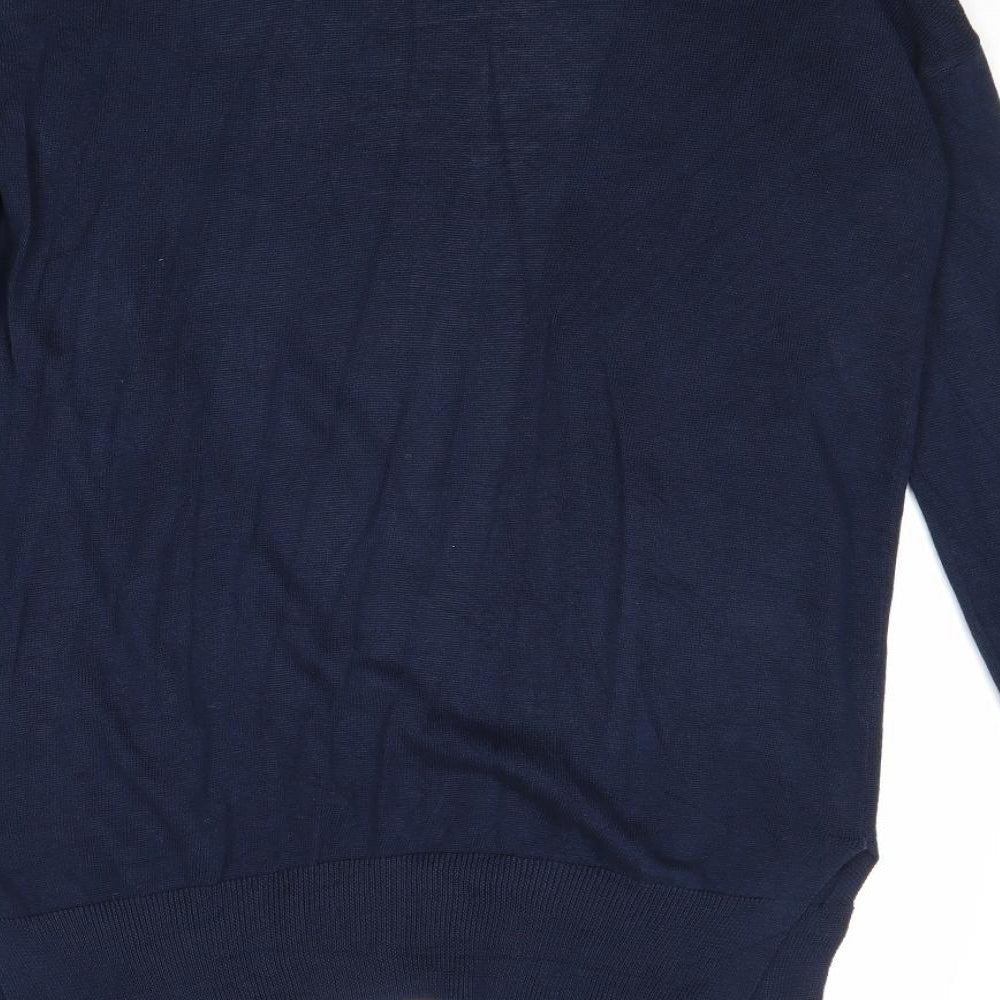 Marks and Spencer Womens Blue V-Neck Cotton Cardigan Jumper Size XS
