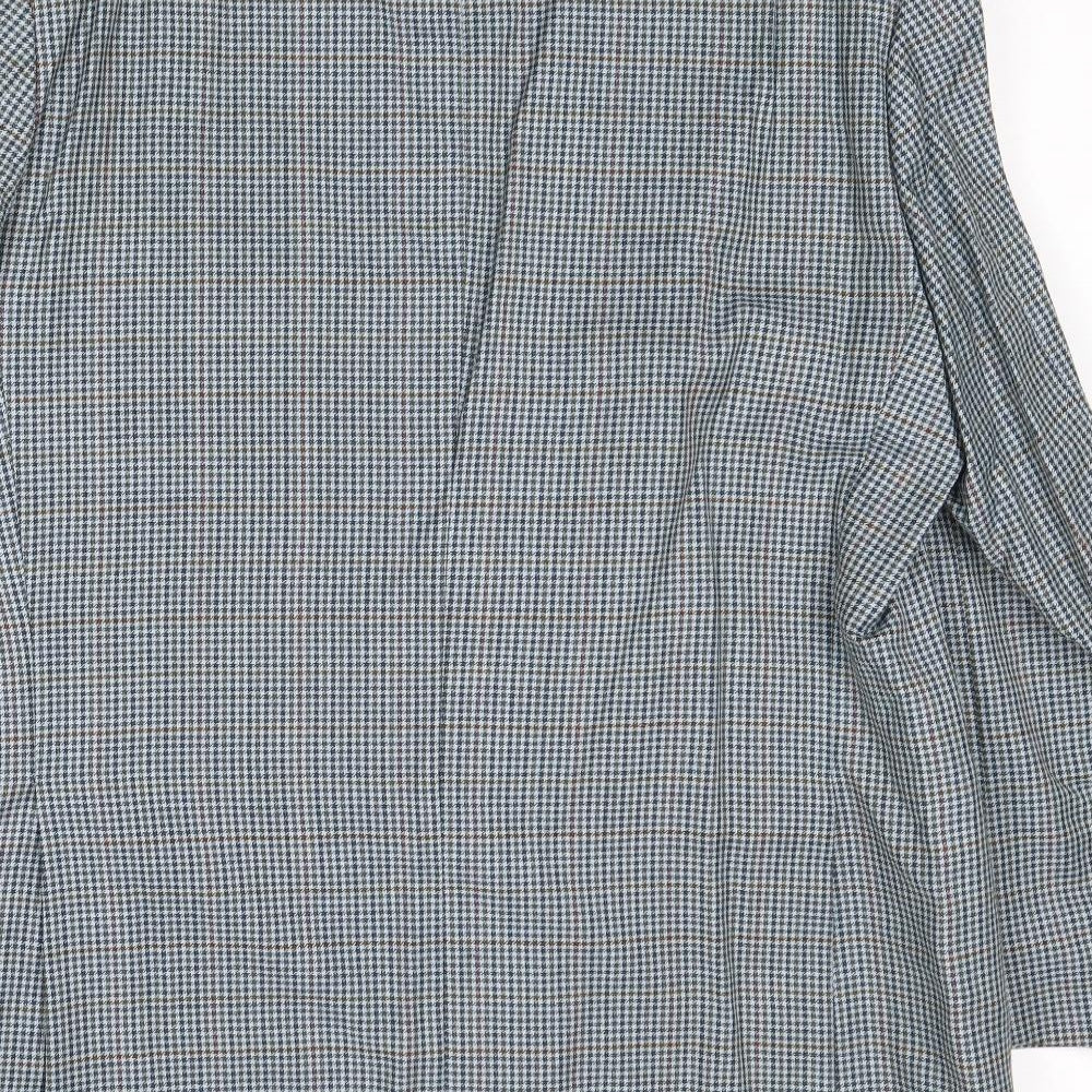 Marks and Spencer Mens Blue Geometric Wool Jacket Blazer Size 42 Regular