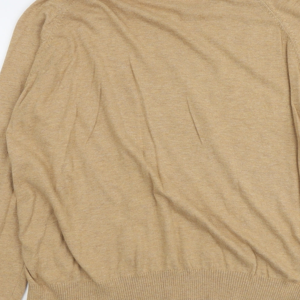 Marks and Spencer Womens Beige Boat Neck Cotton Pullover Jumper Size L