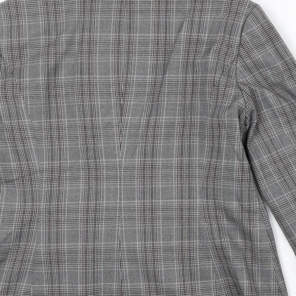 BPC Womens Grey Plaid Polyester Jacket Suit Jacket Size 14