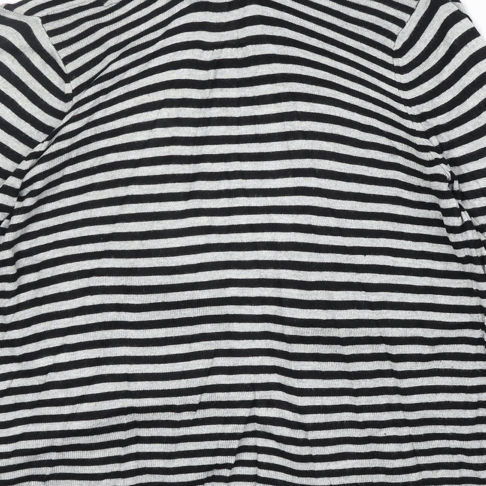 Marks and Spencer Womens Black V-Neck Striped Viscose Cardigan Jumper Size 8