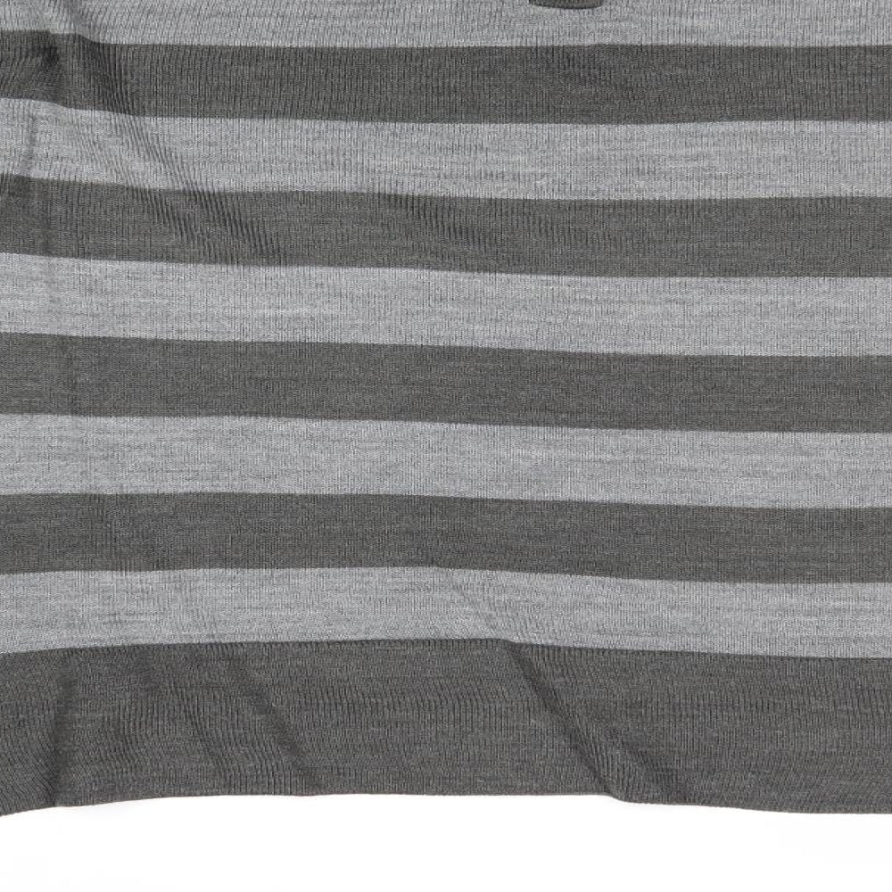 Marks and Spencer Womens Grey Boat Neck Striped Acrylic Pullover Jumper Size 12