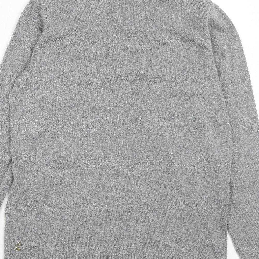 Joules Womens Grey Boat Neck Cotton Pullover Jumper Size 10 - Friyay