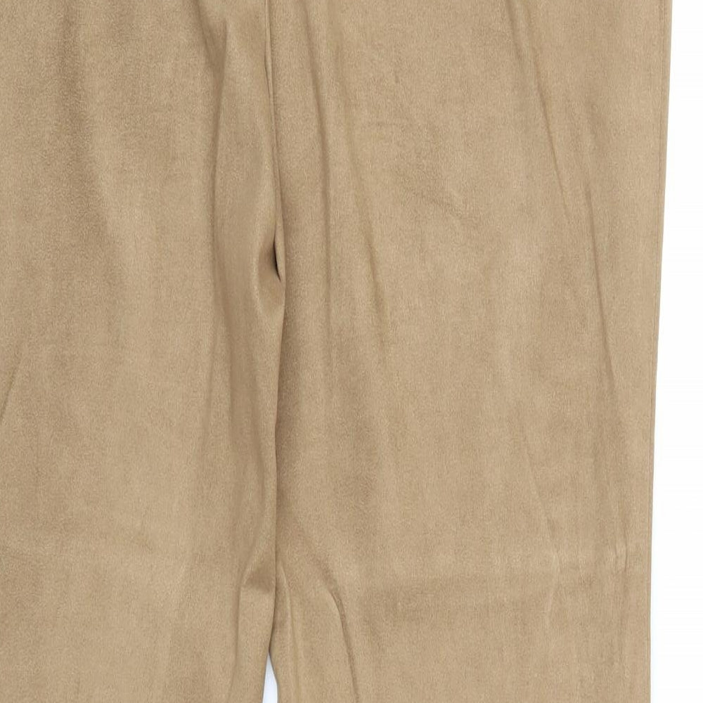 NEXT Womens Beige Polyester Trousers Size 14 Regular Zip