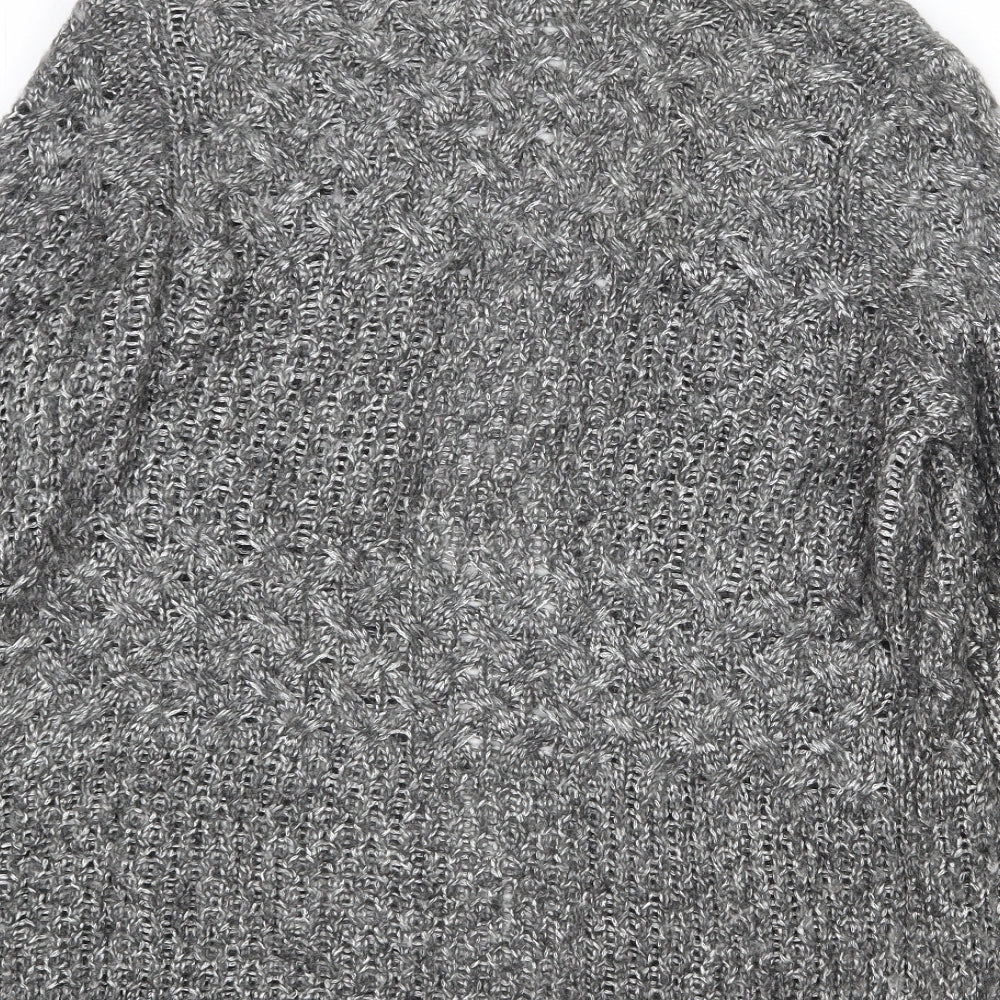CC Womens Grey V-Neck Nylon Cardigan Jumper Size M