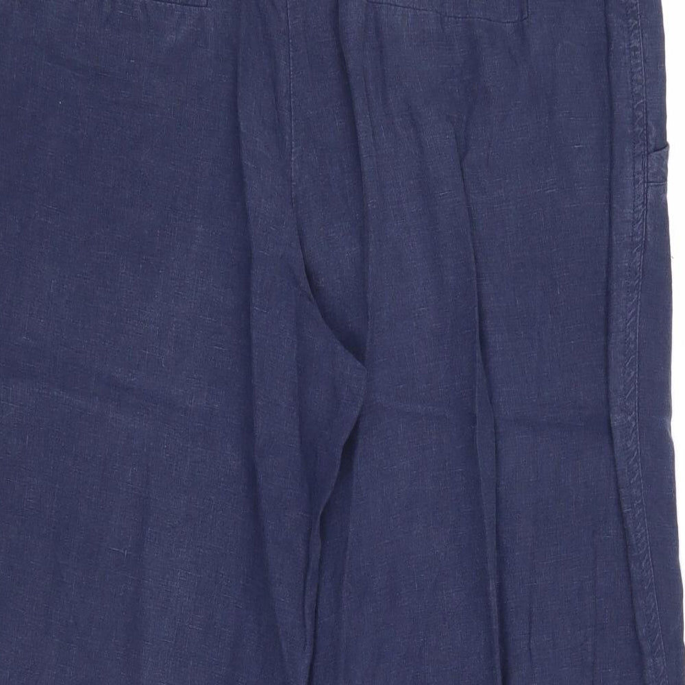 Jigsaw Womens Blue Linen Trousers Size 8 Regular Drawstring