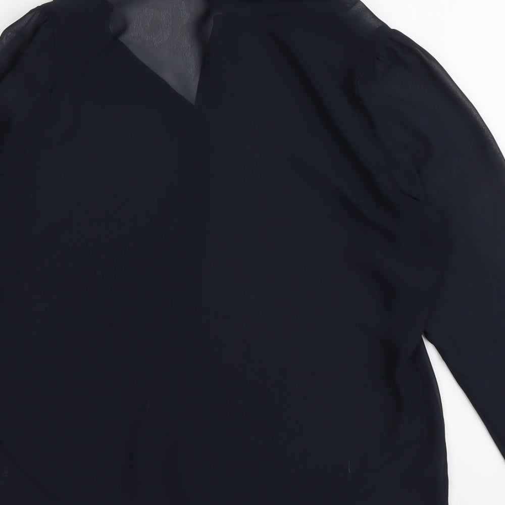 Marks and Spencer Womens Blue Polyester Basic Button-Up Size 12 Collared