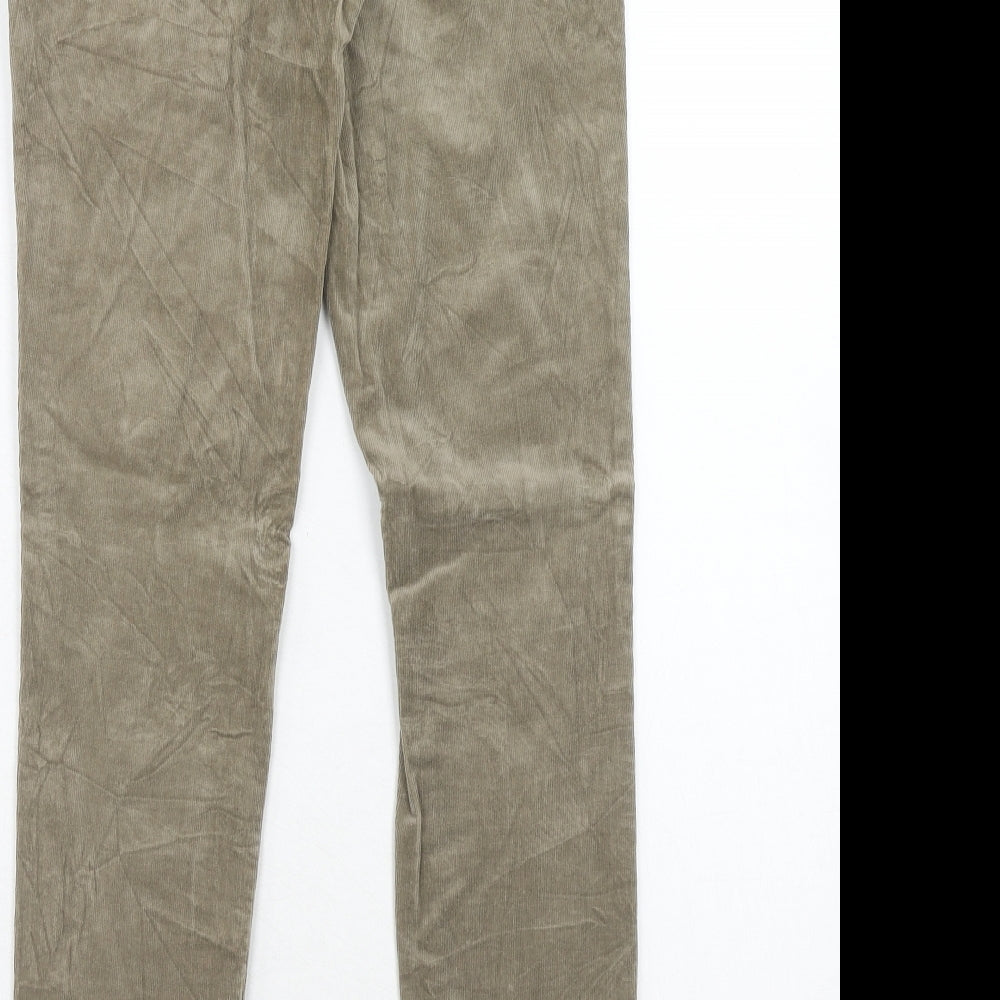 United Colors of Benetton Womens Beige Cotton Trousers Size 28 in Regular Zip