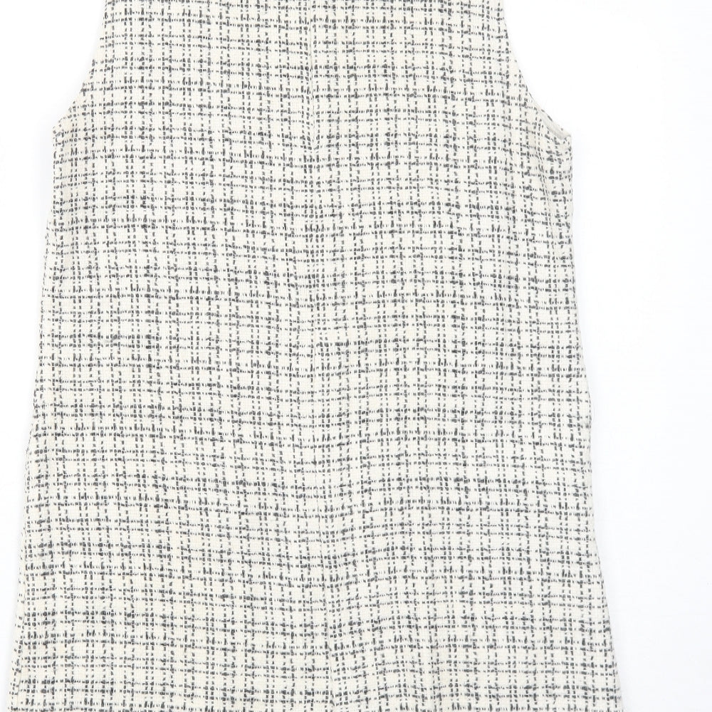Cooperative Womens Ivory Geometric Cotton Pinafore/Dungaree Dress Size M Round Neck Zip