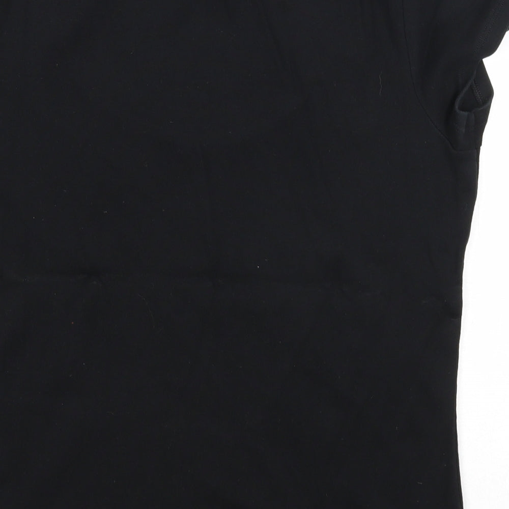 Marks and Spencer Womens Black Cotton Basic T-Shirt Size 16 Round Neck