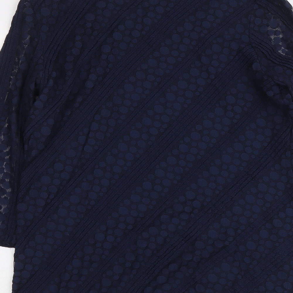 Per Una Womens Blue Polyamide Basic Blouse Size 14 Round Neck