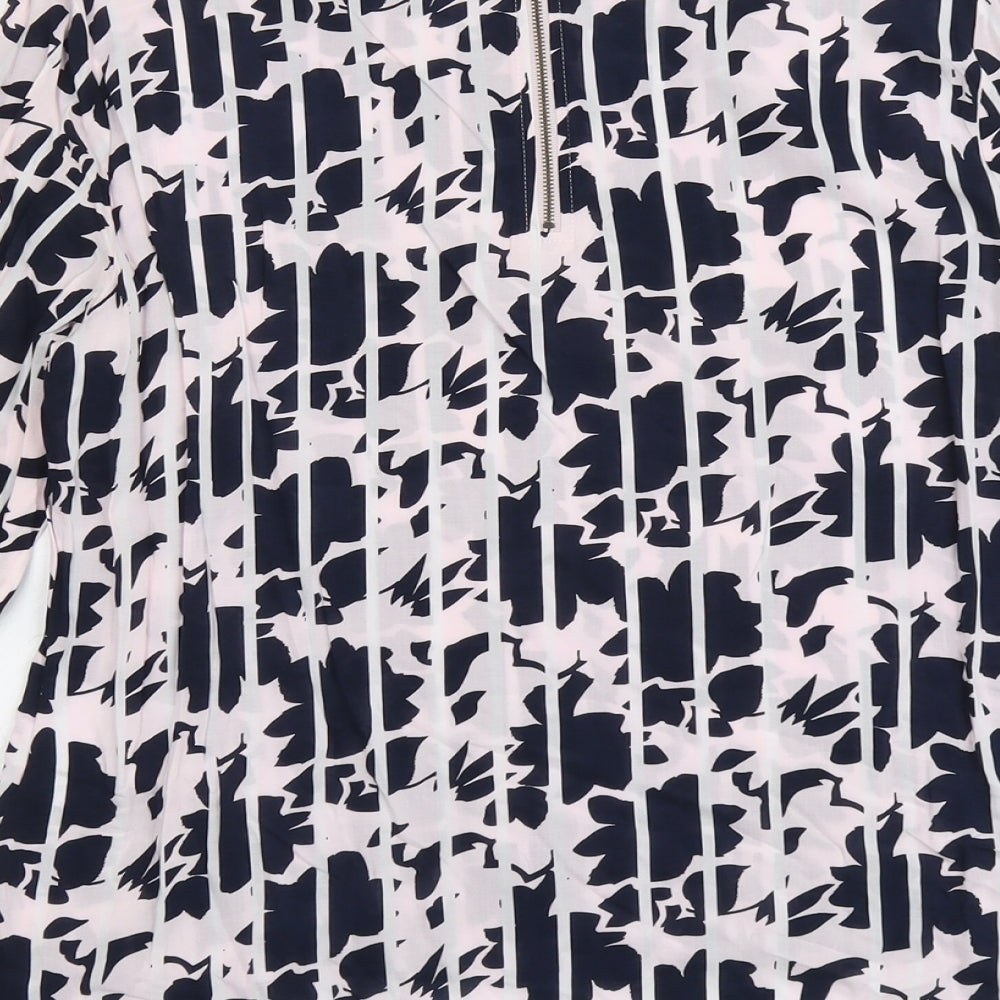 Yessica Womens Pink Floral Viscose Basic Blouse Size 12 Boat Neck