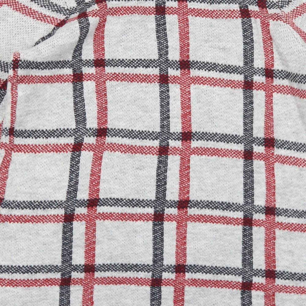 Yest Womens Grey V-Neck Check Acrylic Cardigan Jumper Size 12