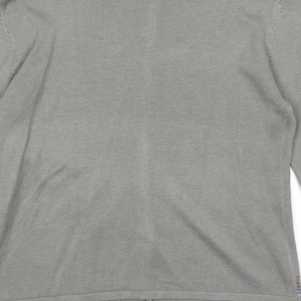 Janique Womens Grey Round Neck Acrylic Cardigan Jumper Size S
