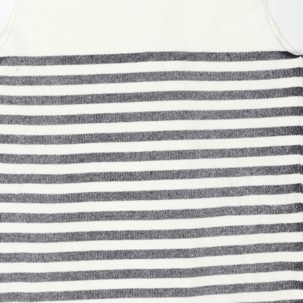 Marks and Spencer Womens White V-Neck Striped Viscose Vest Jumper Size L