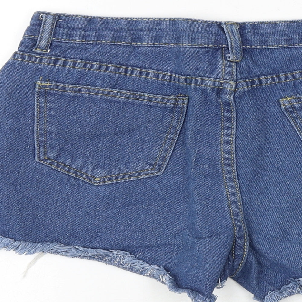 Jeans Womens Blue Cotton Cut-Off Shorts Size M Regular Zip