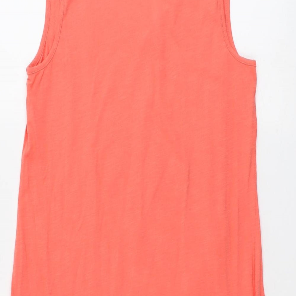 NEXT Womens Orange Cotton Basic Tank Size 10 Round Neck - Lace Details