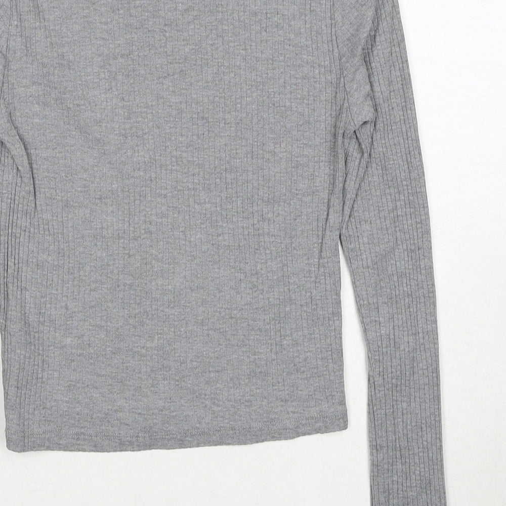 Topshop Womens Grey Round Neck Cotton Pullover Jumper Size 8