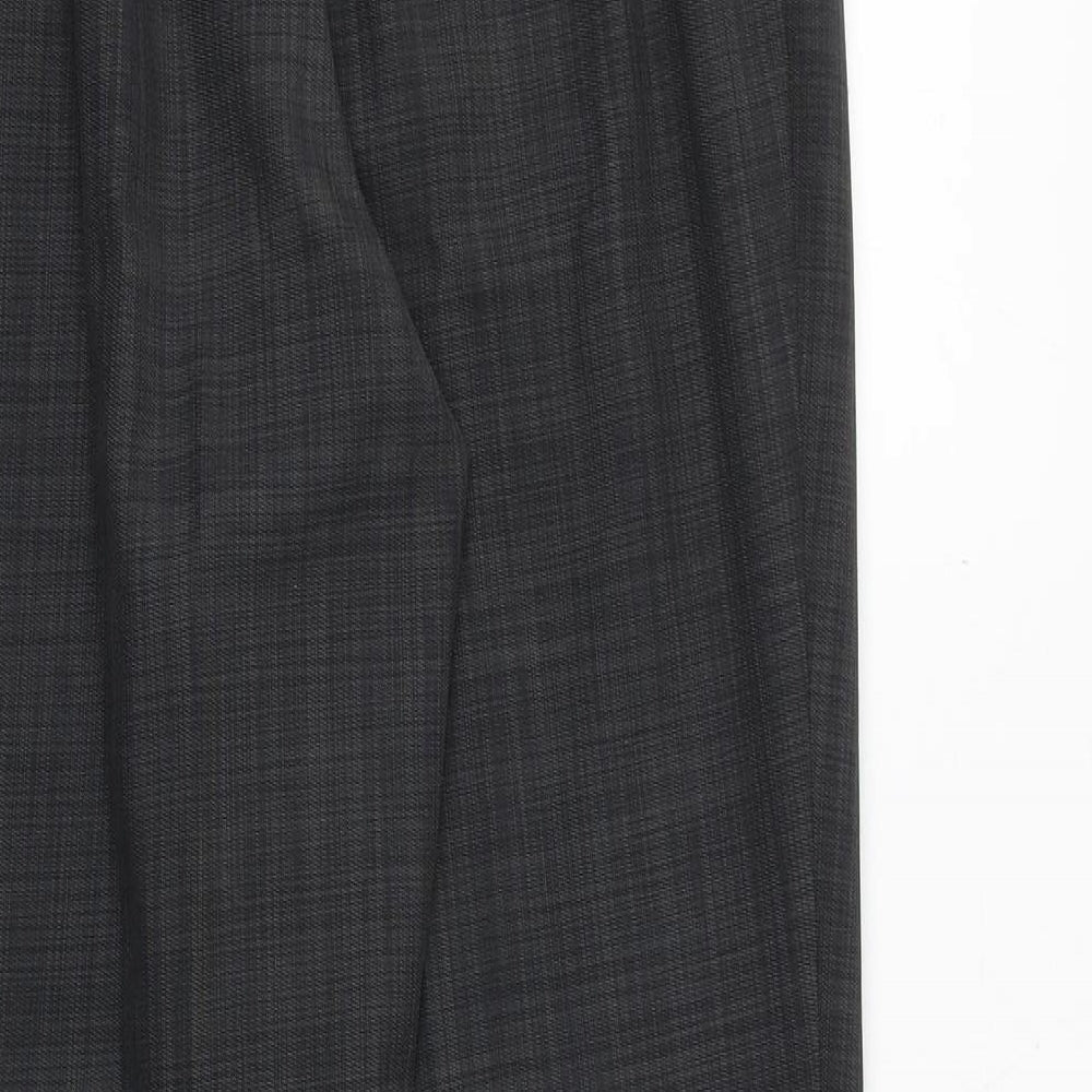 Marks and Spencer Womens Grey Geometric Polyester Trousers Size 12 Regular