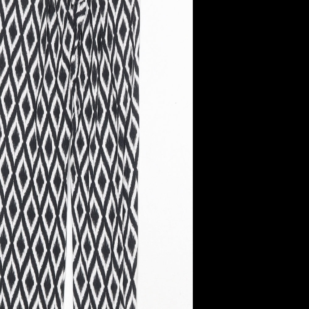 H&M Womens Black Geometric Viscose Harem Trousers Size S Regular