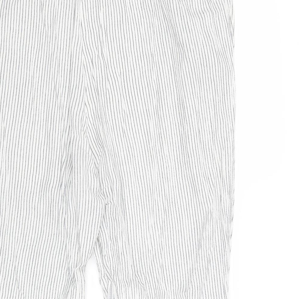 Marks and Spencer Womens Grey Striped Viscose Trousers Size 16 Regular