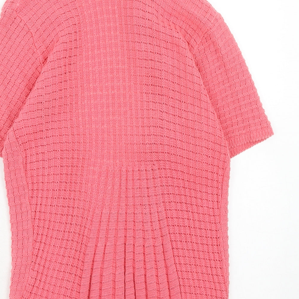 Pure & Natural Womens Pink V-Neck Cotton Cardigan Jumper Size S - Size S-M