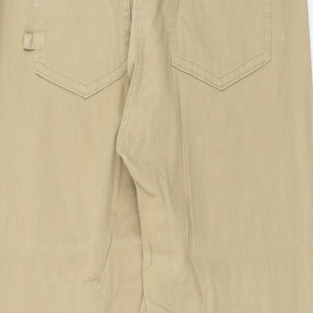 Bershka Womens Beige Cotton Straight Jeans Size 8 Regular Zip