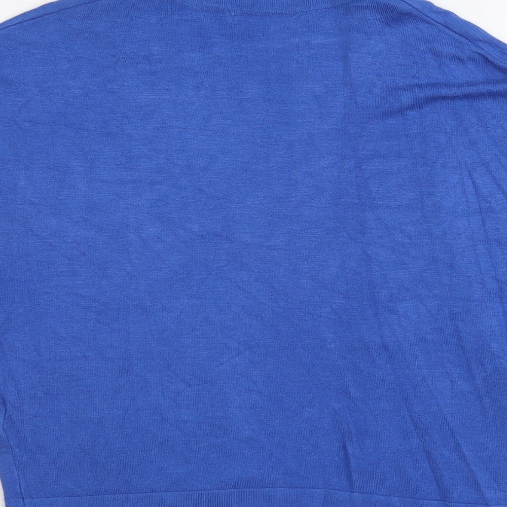Marks and Spencer Womens Blue V-Neck Viscose Cardigan Jumper Size 8