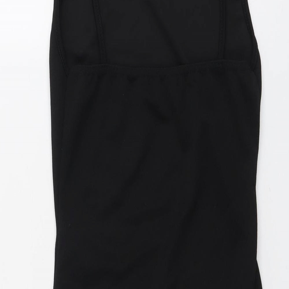PRETTYLITTLETHING Womens Black Polyester Slip Dress Size 4 Cowl Neck Pullover