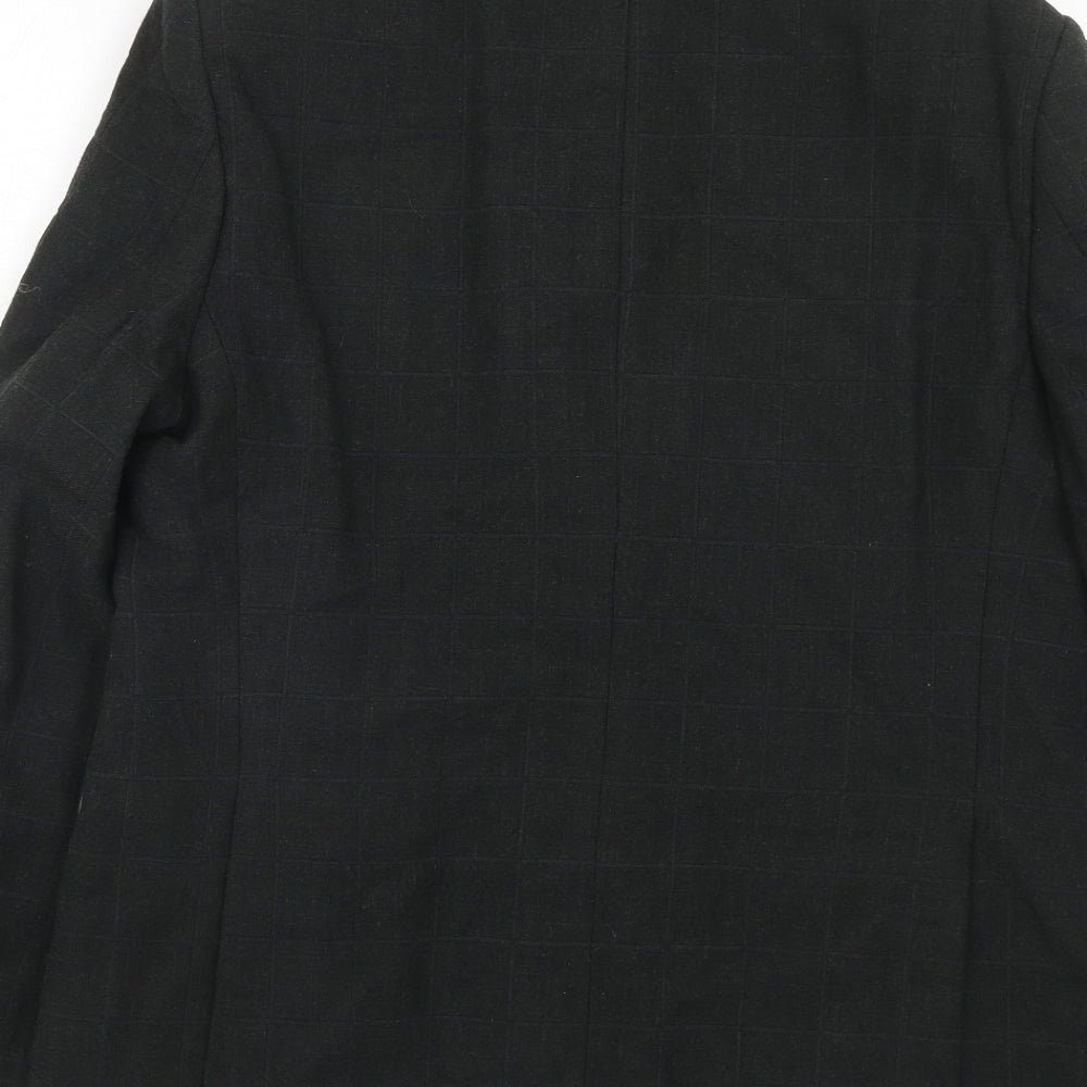 Marks and Spencer Mens Black Check Wool Jacket Blazer Size 40 Regular