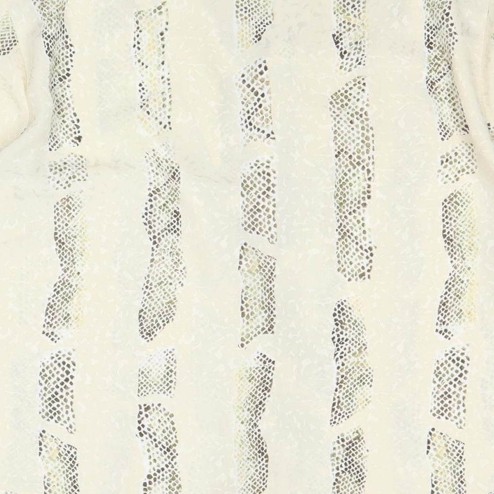 Canda Womens Ivory Animal Print Polyester Basic Button-Up Size 16 Collared - Snake Skin Print