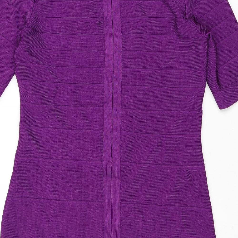Untold Womens Purple Viscose A-Line Size L V-Neck Zip