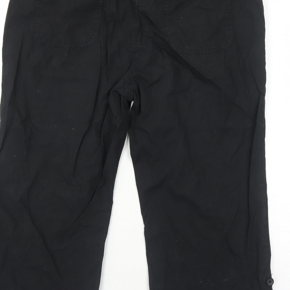 Carla Womens Black Cotton Trousers Size M Regular Zip