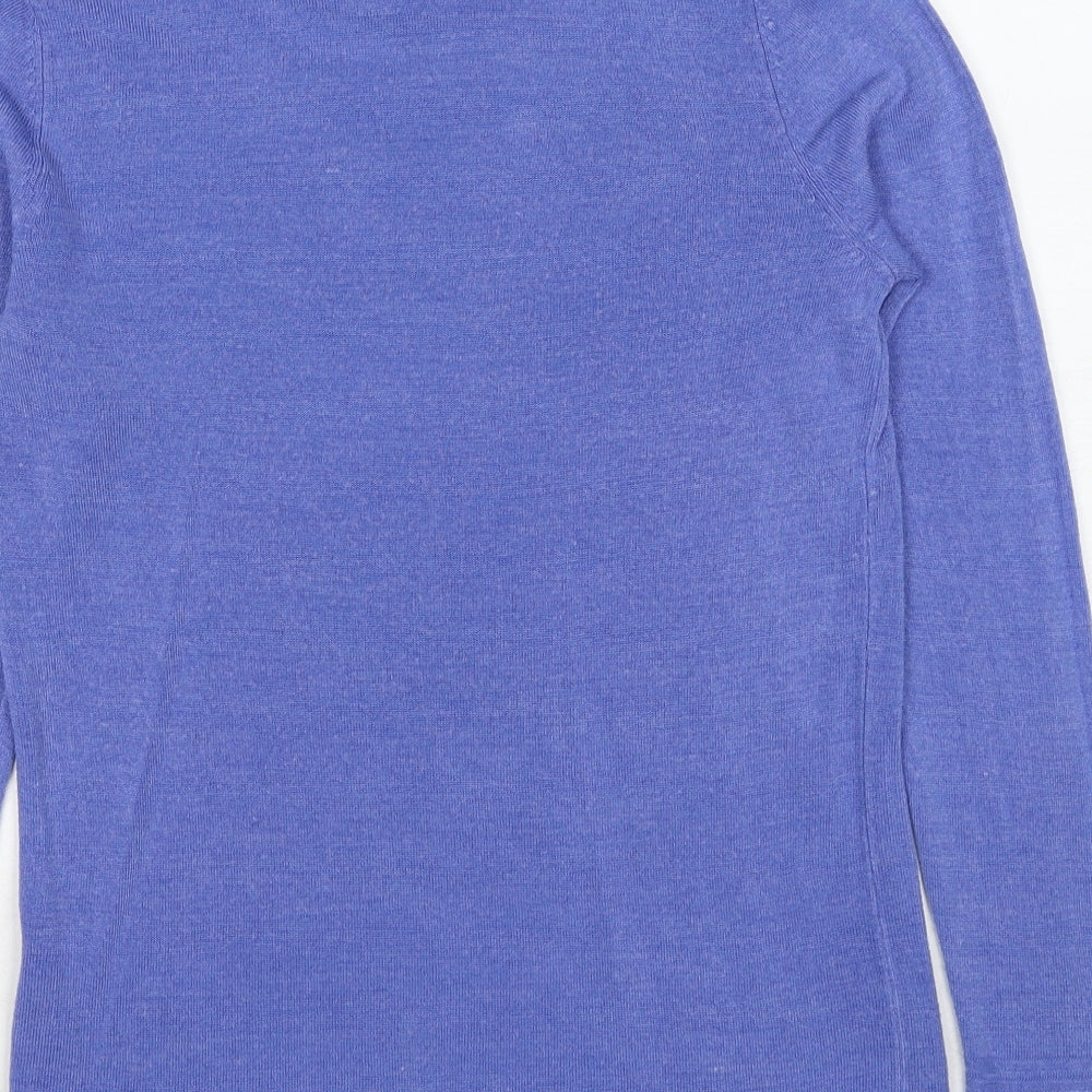 Bonmarché Womens Blue Round Neck Acrylic Pullover Jumper Size 10