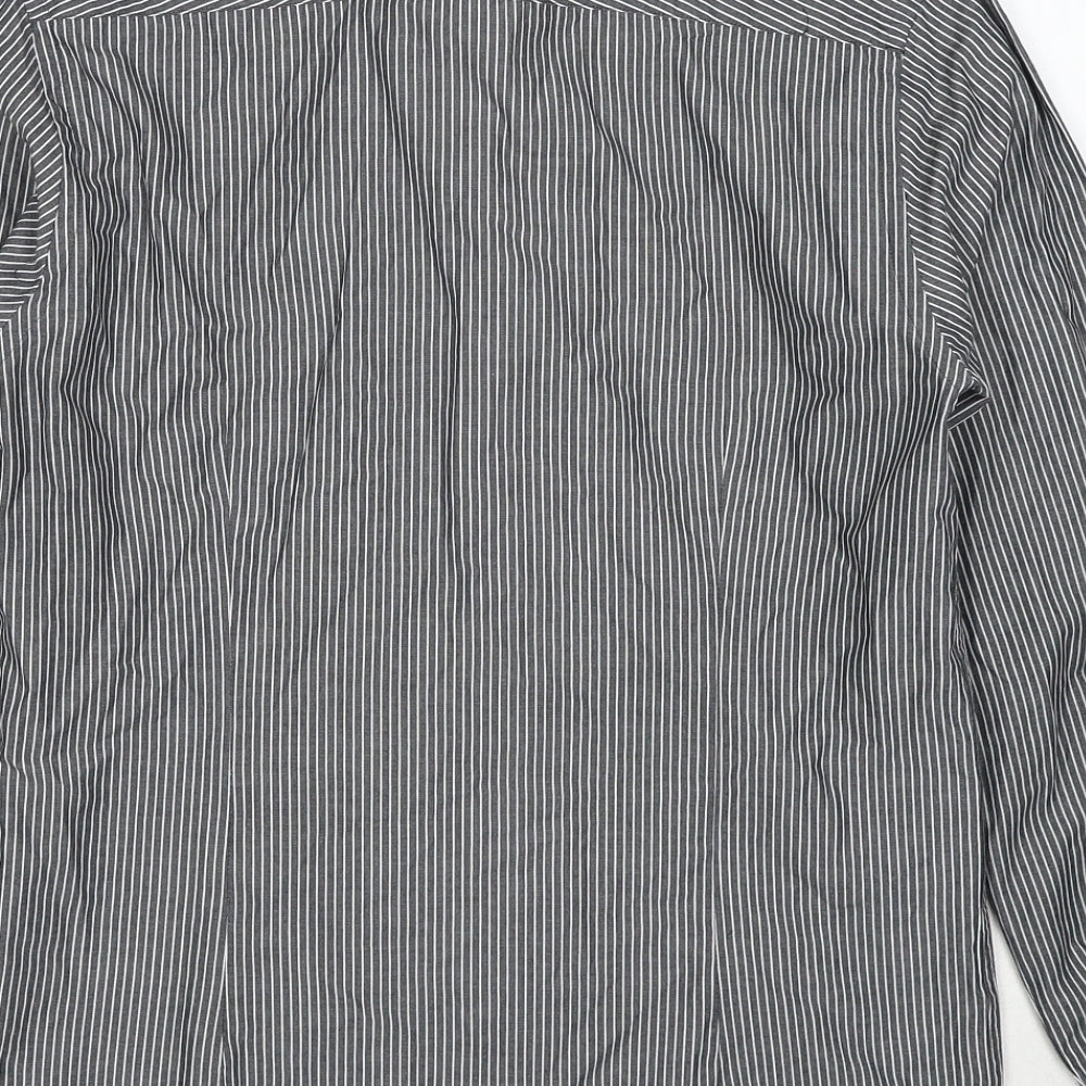 Burton Mens Grey Striped Cotton Button-Up Size S Collared Button - Collar 14½''-15''