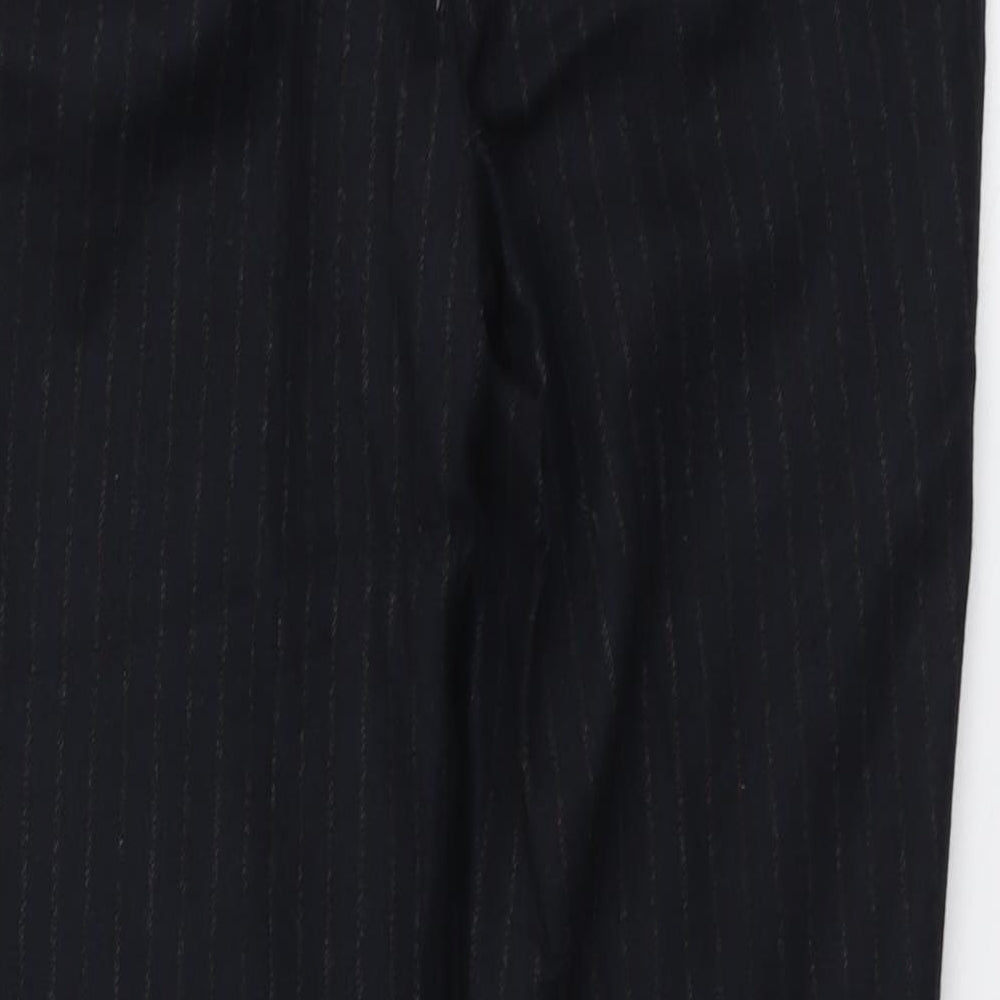 Marks and Spencer Womens Blue Striped Viscose Trousers Size 12 L30 in Regular Button